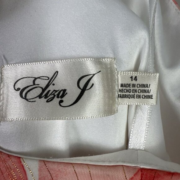 Eliza J Pink Floral Halter High Low Maxi Dress Size 14 Spring Wedding Colorful - Picture 12 of 13